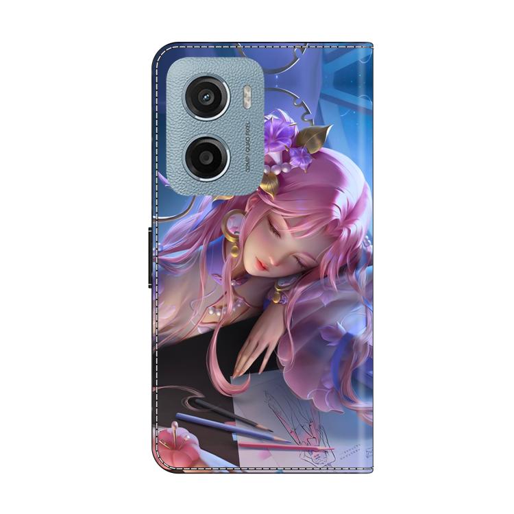 For Motorola Moto E15 / G15 / G05 Crystal-Like Painted Vegan Leather Phone Case
