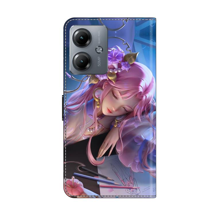 For Motorola Moto G14 Crystal-Like Painted Vegan Leather Phone Case
