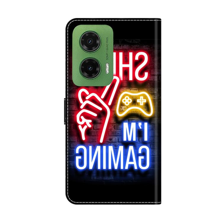 For Motorola Moto G35 Crystal-Like Painted Vegan Leather Phone Case