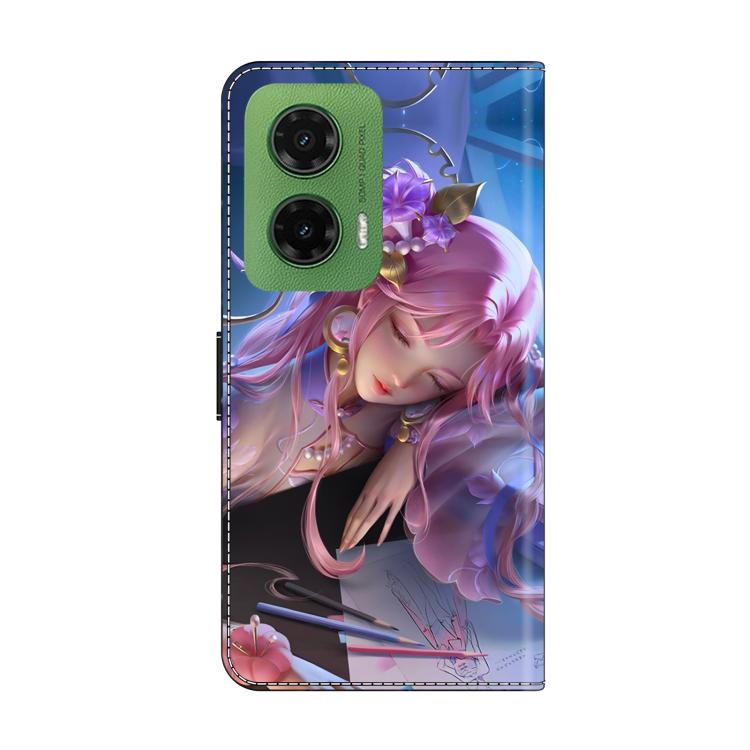 For Motorola Moto G35 Crystal-Like Painted Vegan Leather Phone Case