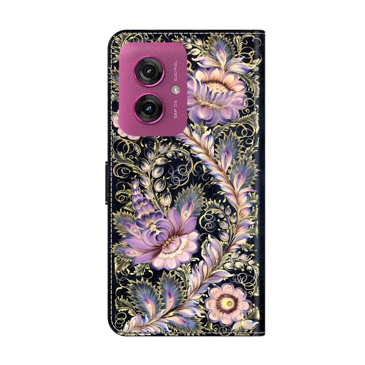 For Motorola Moto G55 Crystal-Like Painted Vegan Leather Phone Case