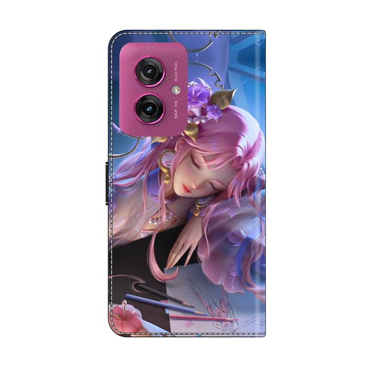 For Motorola Moto G55 Crystal-Like Painted Vegan Leather Phone Case