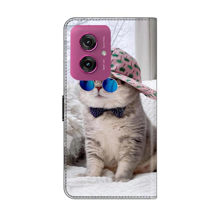 For Motorola Moto G55 Crystal-Like Painted Vegan Leather Phone Case