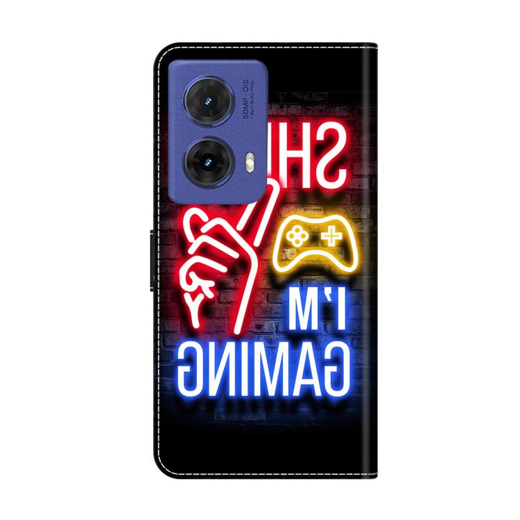 For Motorola Moto G85 Crystal-Like Painted Vegan Leather Phone Case