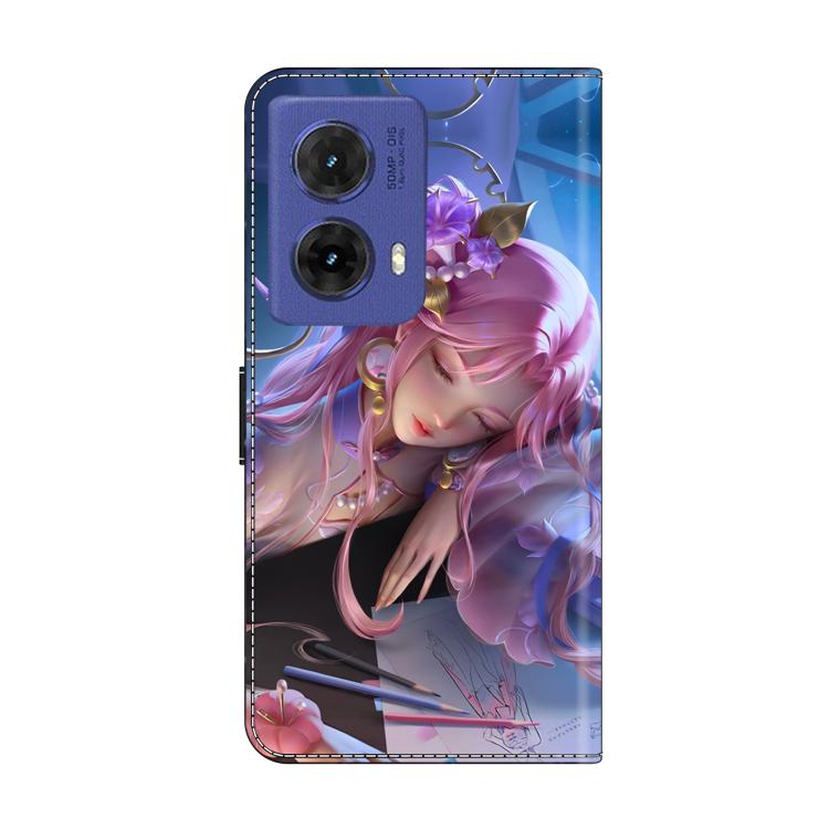 For Motorola Moto G85 Crystal-Like Painted Vegan Leather Phone Case