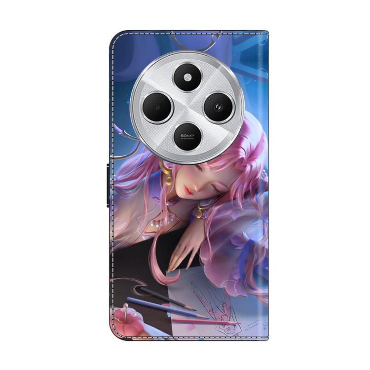 For Redmi 14C 4G Crystal-Like Painted Vegan Leather Phone Case
