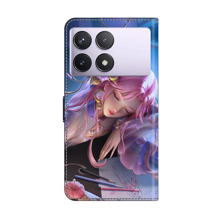 For Redmi K70E / Poco X6 Pro Crystal-Like Painted Vegan Leather Phone Case