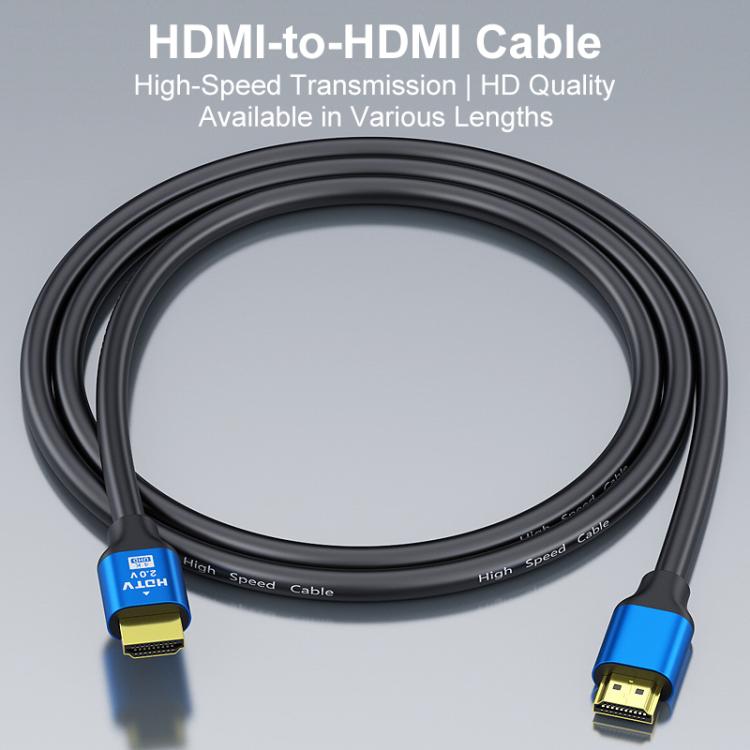 HDMI 2.0 High-Speed 4K Ultra HD Gold-Plated Connection HDTV Video Cable, Length:1.5m - Black Blue