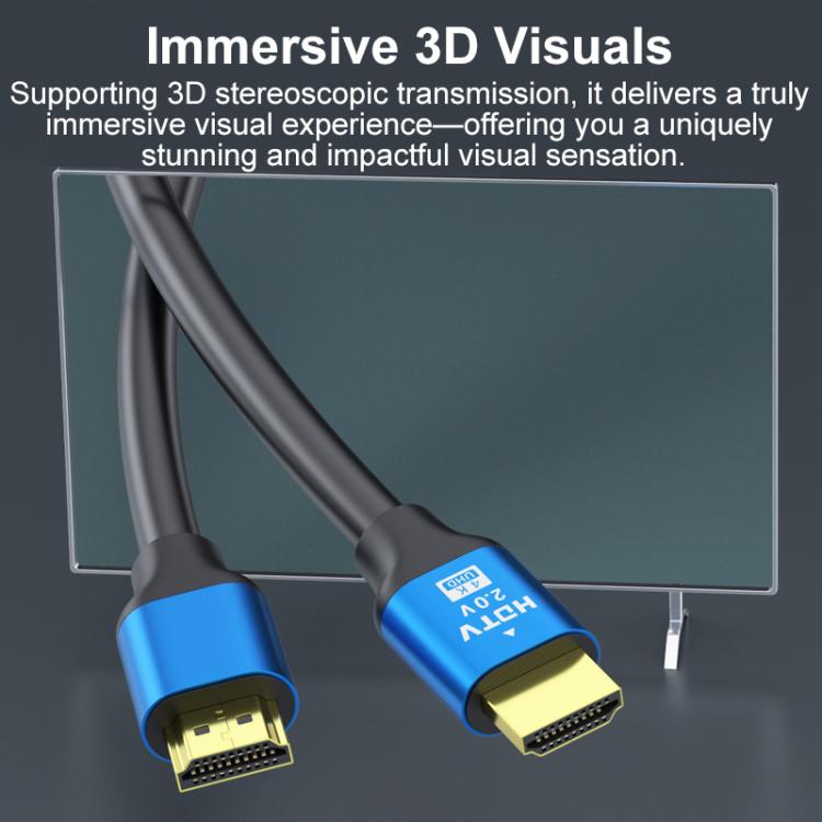 HDMI 2.0 High-Speed 4K Ultra HD Gold-Plated Connection HDTV Video Cable, Length:1.5m - Black Blue