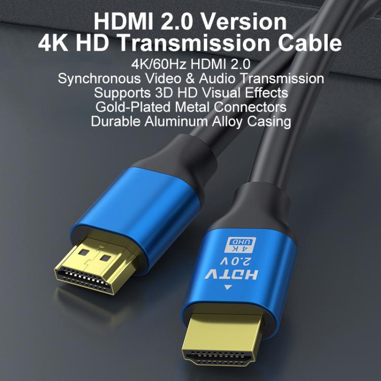 HDMI 2.0 High-Speed 4K Ultra HD Gold-Plated Connection HDTV Video Cable, Length:3m - Black Blue