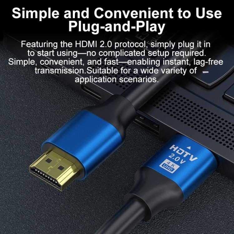 HDMI 2.0 High-Speed 4K Ultra HD Gold-Plated Connection HDTV Video Cable, Length:3m - Black Blue