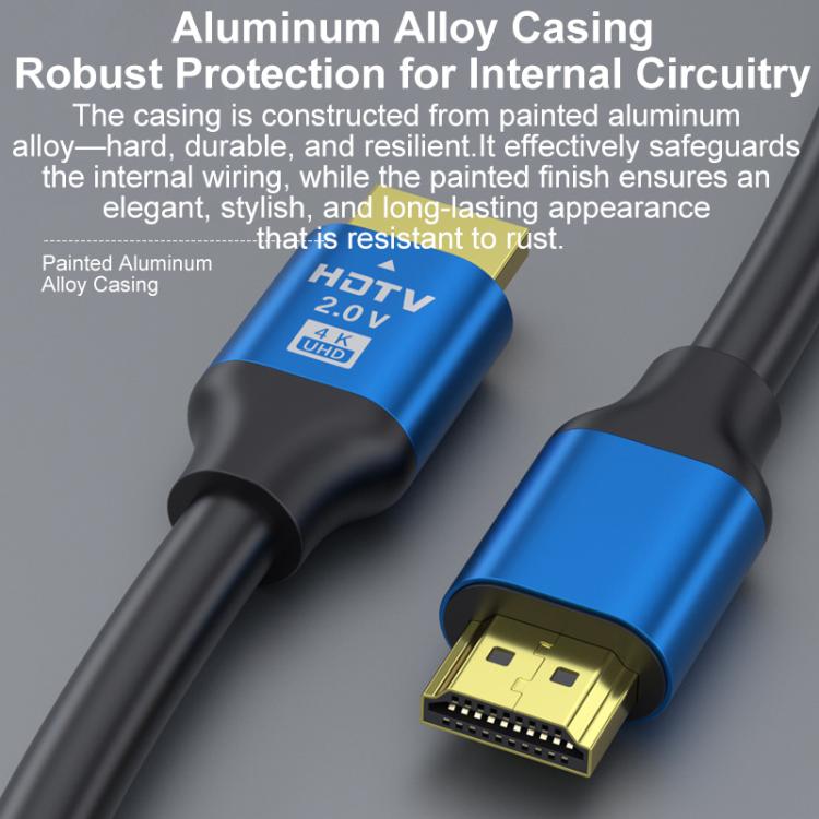 HDMI 2.0 High-Speed 4K Ultra HD Gold-Plated Connection HDTV Video Cable, Length:2m - Black Blue