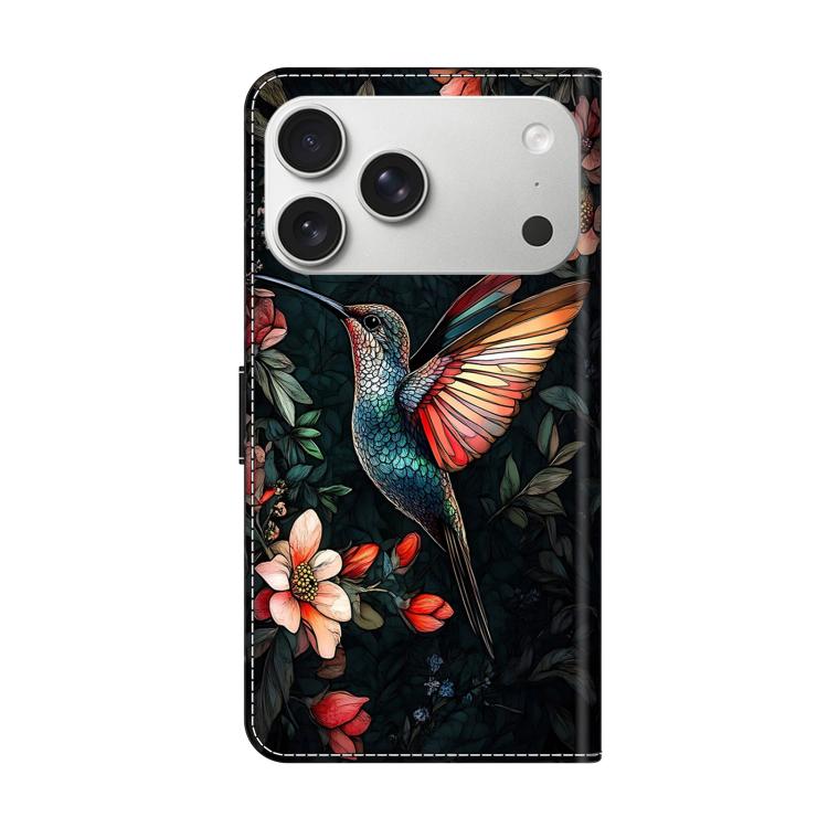 For iPhone 17 Pro Max Crystal-Like Painted Vegan Leather Phone Case