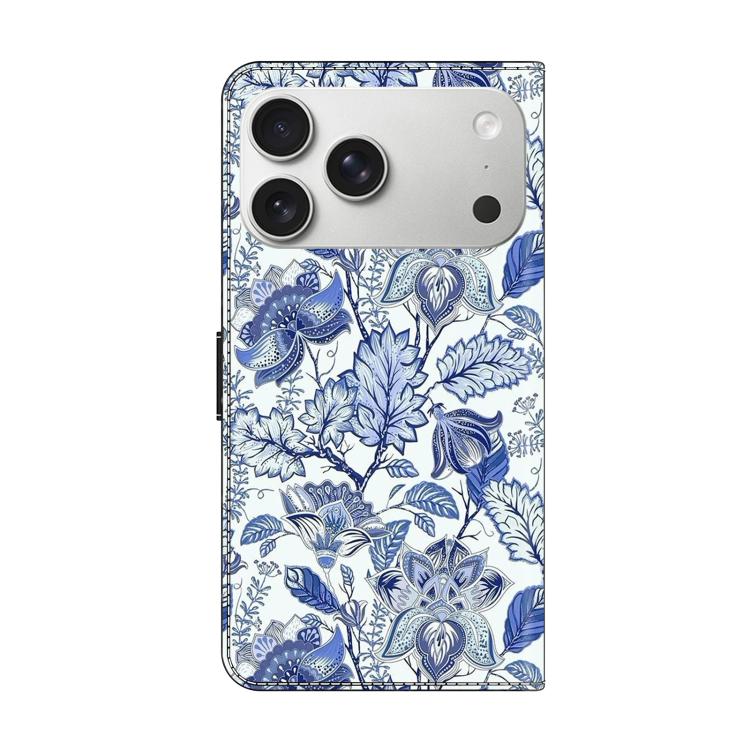 For iPhone 17 Pro Max Crystal-Like Painted Vegan Leather Phone Case