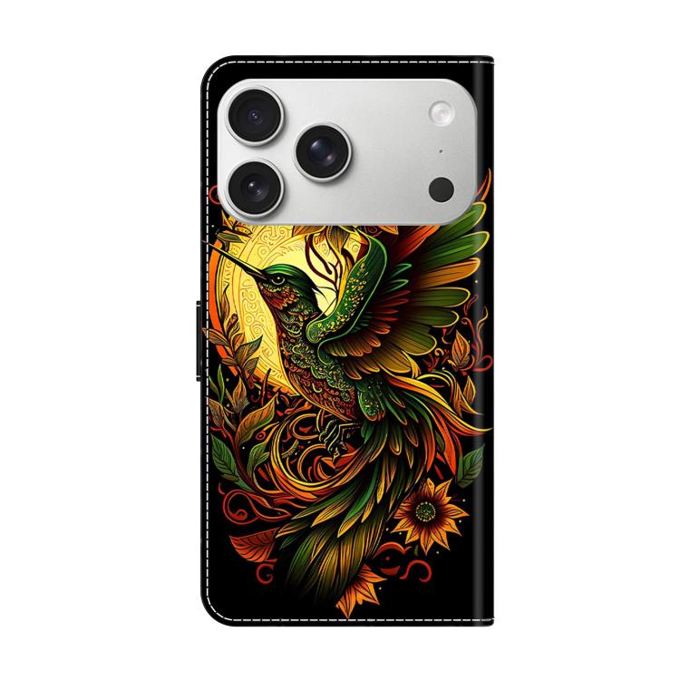 For iPhone 17 Pro Max Crystal-Like Painted Vegan Leather Phone Case