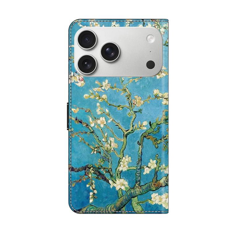 For iPhone 17 Pro Max Crystal-Like Painted Vegan Leather Phone Case