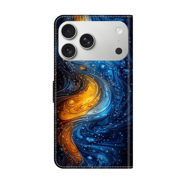For iPhone 17 Pro Max Crystal-Like Painted Vegan Leather Phone Case