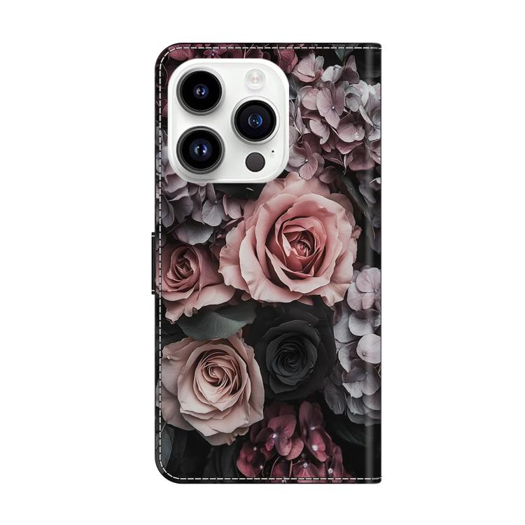 For iPhone 16 Pro Crystal-Like Painted Vegan Leather Phone Case