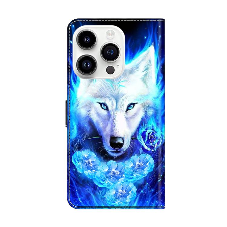 For iPhone 15 Pro Max Crystal-Like Painted Vegan Leather Phone Case