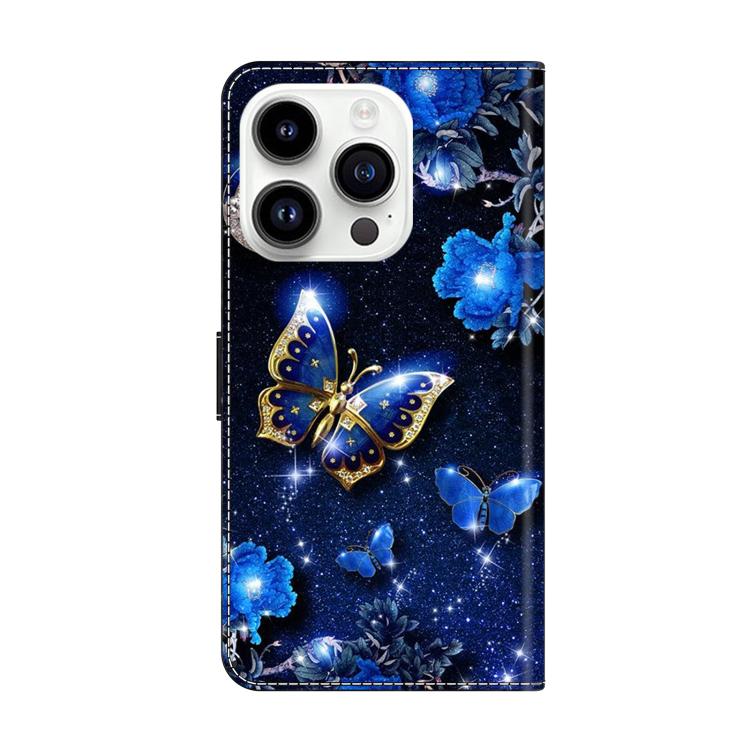 For iPhone 15 Pro Max Crystal-Like Painted Vegan Leather Phone Case