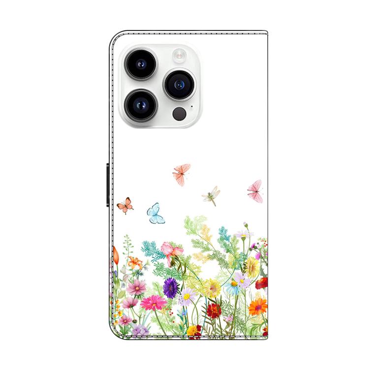 For iPhone 15 Pro Max Crystal-Like Painted Vegan Leather Phone Case