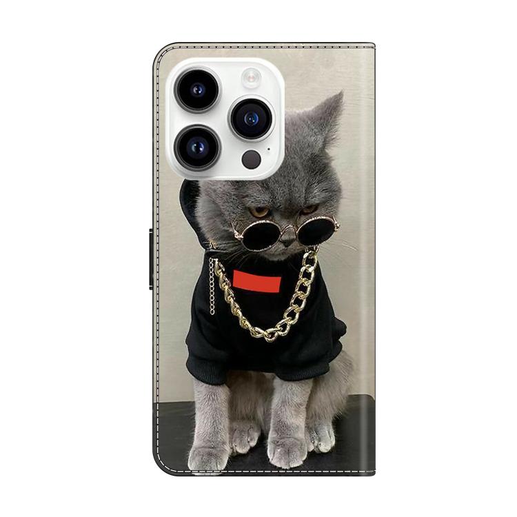 For iPhone 15 Pro Max Crystal-Like Painted Vegan Leather Phone Case
