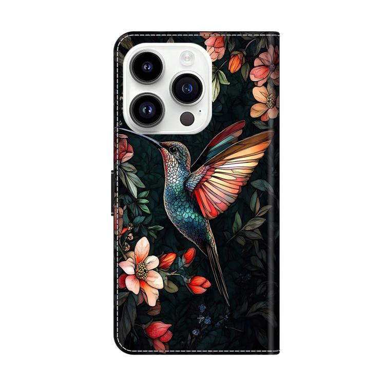 For iPhone 15 Pro Crystal-Like Painted Vegan Leather Phone Case