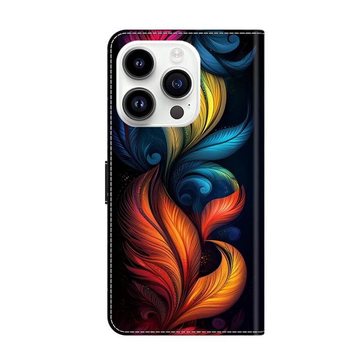 For iPhone 15 Pro Crystal-Like Painted Vegan Leather Phone Case