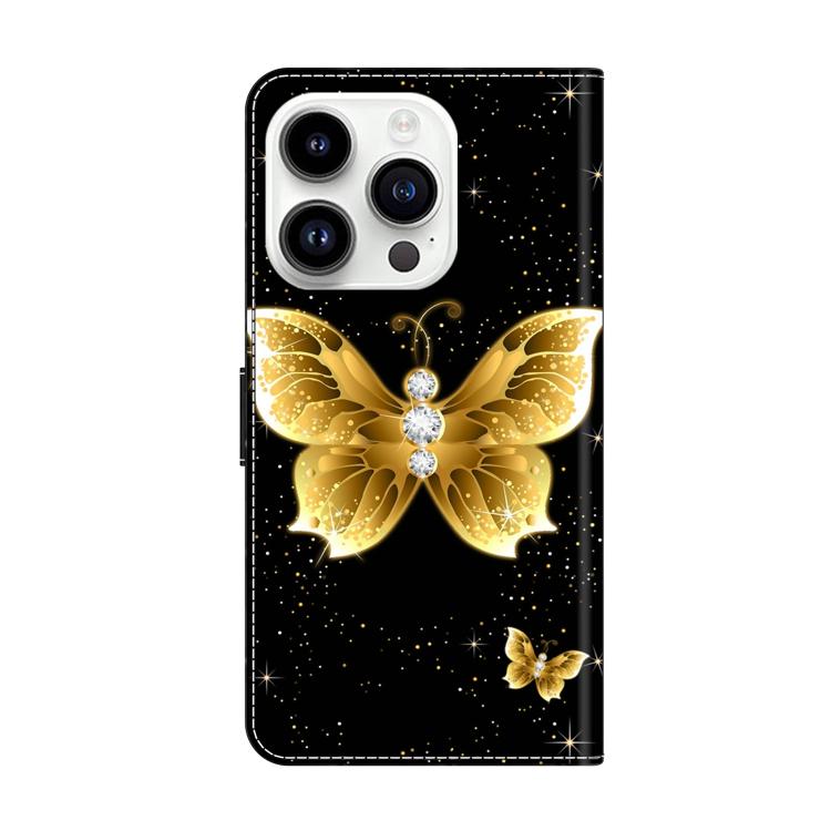 For iPhone 15 Pro Crystal-Like Painted Vegan Leather Phone Case