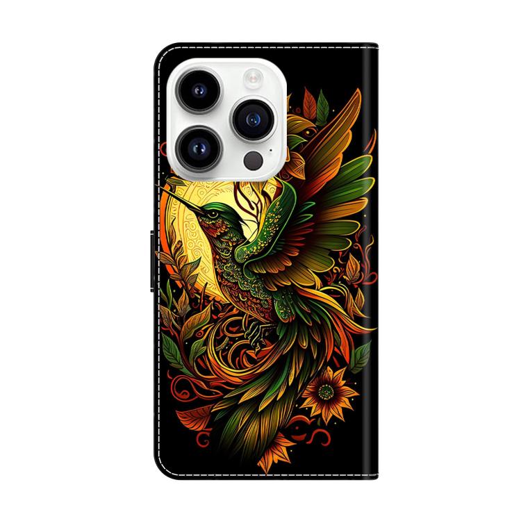 For iPhone 15 Pro Crystal-Like Painted Vegan Leather Phone Case