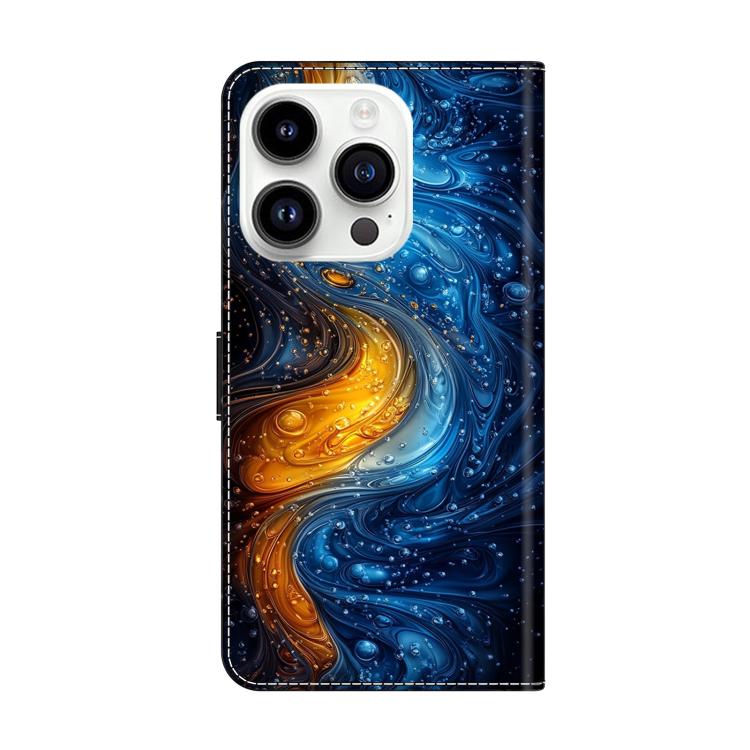 For iPhone 15 Pro Crystal-Like Painted Vegan Leather Phone Case