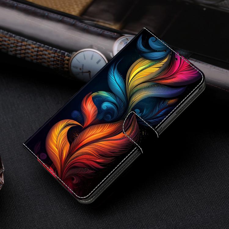 For iPhone 14 Pro Crystal-Like Painted Vegan Leather Phone Case