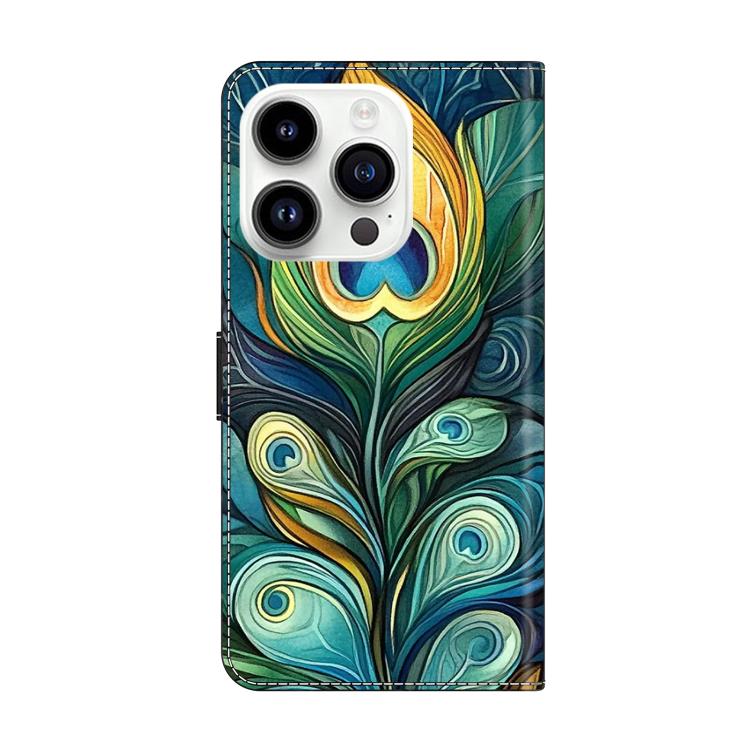 For iPhone 14 Pro Crystal-Like Painted Vegan Leather Phone Case