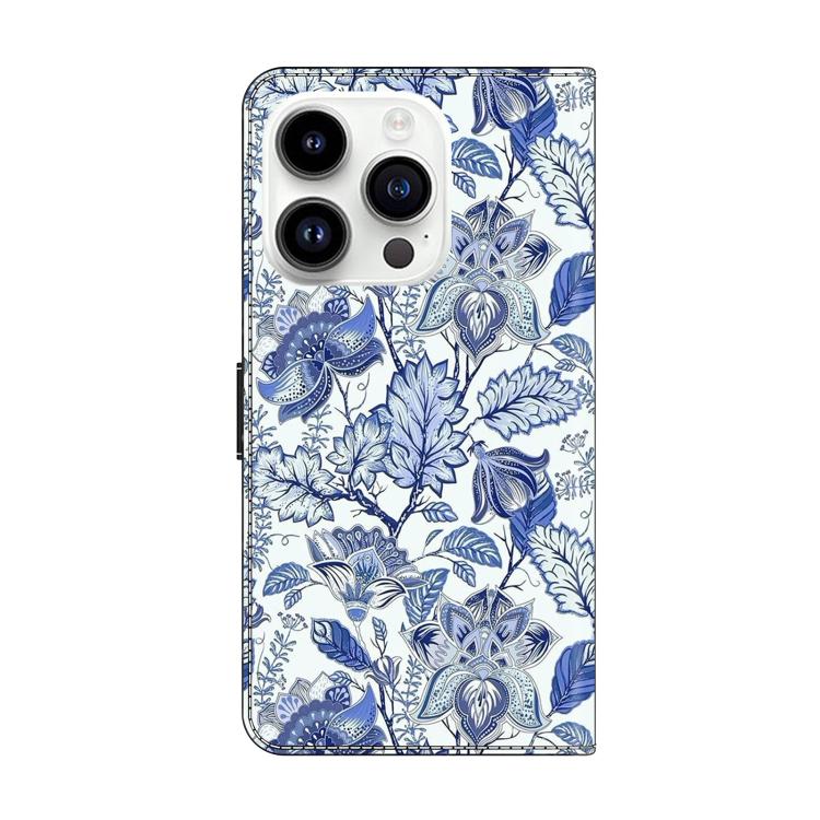 For iPhone 14 Pro Crystal-Like Painted Vegan Leather Phone Case