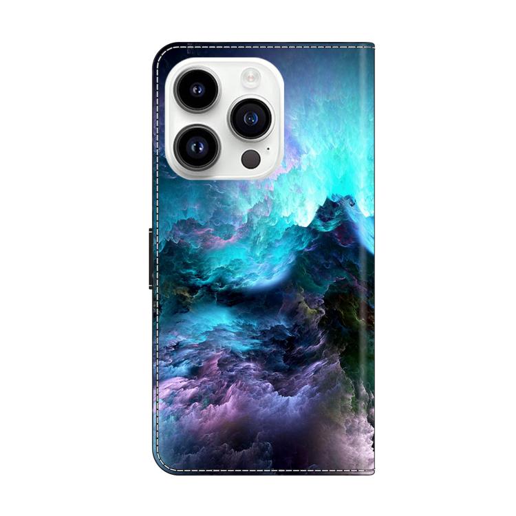 For iPhone 14 Pro Crystal-Like Painted Vegan Leather Phone Case