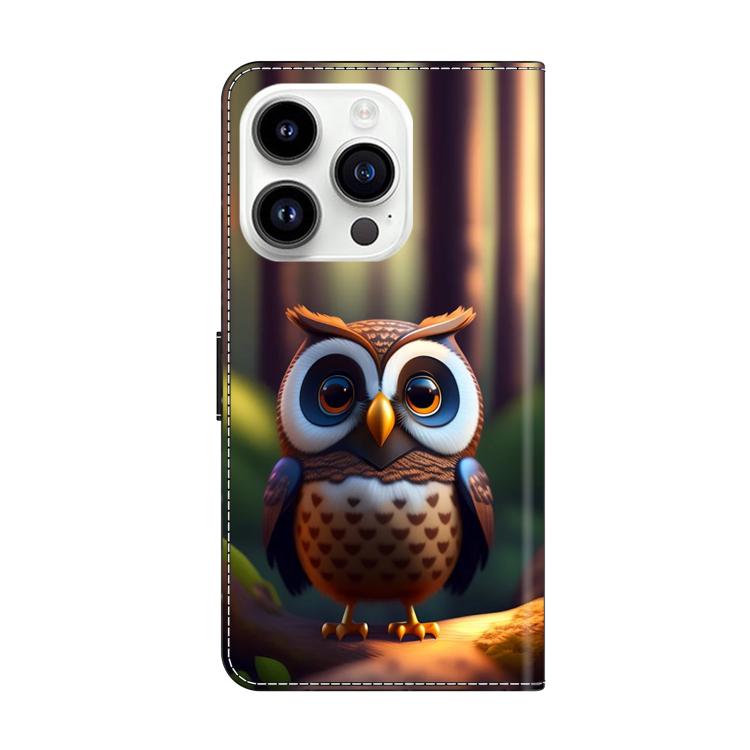 For iPhone 14 Pro Crystal-Like Painted Vegan Leather Phone Case