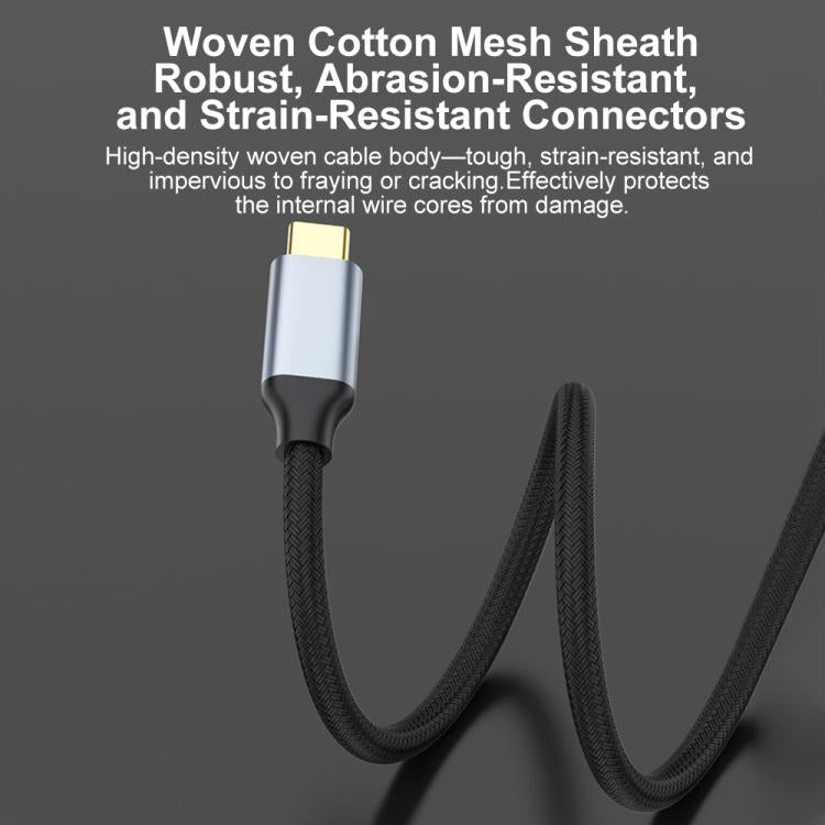 Type-C to DisplayPort 1.4 Ultra HD 8K Video Adapter Braided Cable, Length:3m 8K Bidirectional - Black Silver
