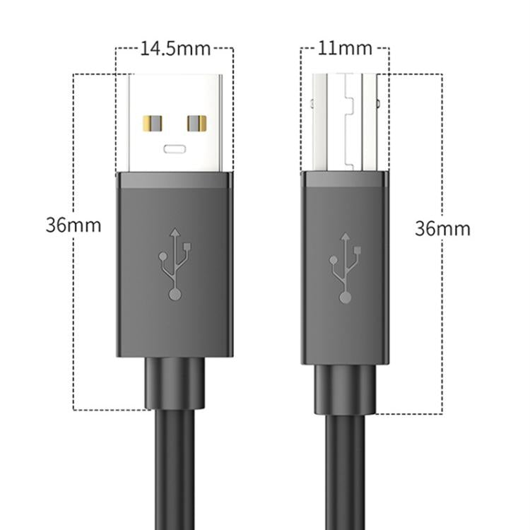USB 2.0 High-Speed USB-A to USB-B Printer Cable For Scanners, Desktop Printers, and Digital Devices, Length:5m - Black