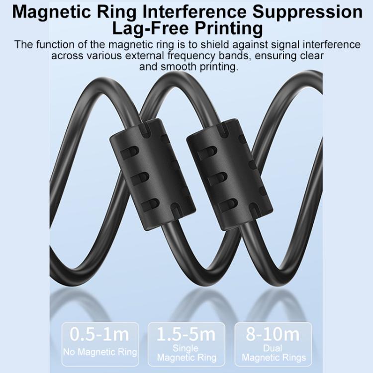 USB 2.0 High-Speed USB-A to USB-B Printer Cable For Scanners, Desktop Printers, and Digital Devices, Length:5m - Black