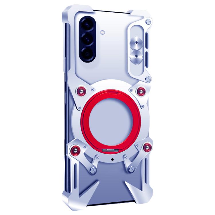 For Samsung Galaxy A26 5G Rotating Bracket Hollow Metal Phone Case with Lanyard