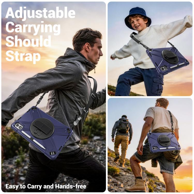 For Xiaomi Redmi Pad 2 Pro 12.1 2026 Rotatable Holder Silicone Hybrid PC Tablet Case with Shoulder Strap