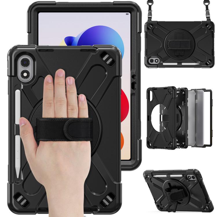 For Xiaomi Redmi Pad 2 Pro 12.1 2026 Rotatable Holder Silicone Hybrid PC Tablet Case with Shoulder Strap