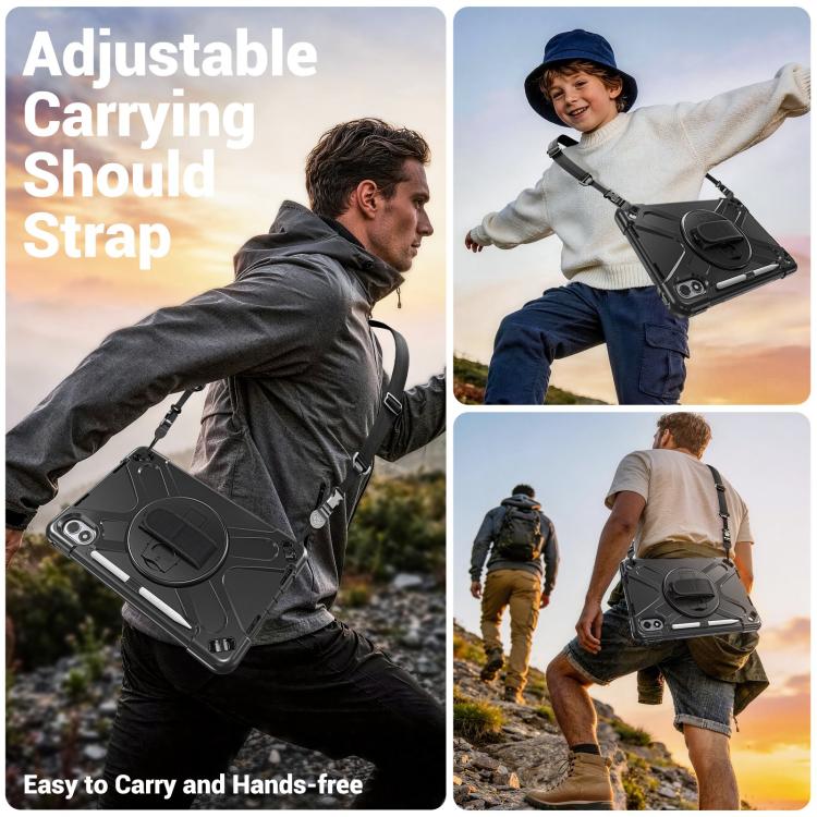 For Xiaomi Redmi Pad 2 Pro 12.1 2026 Rotatable Holder Silicone Hybrid PC Tablet Case with Shoulder Strap