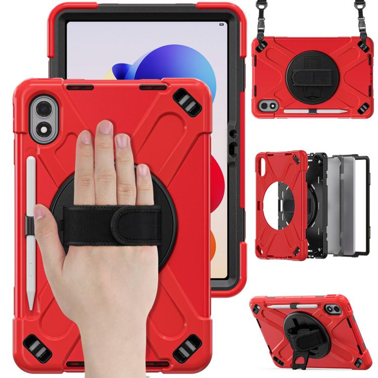 For Xiaomi Redmi Pad 2 Pro 12.1 2026 Rotatable Holder Silicone Hybrid PC Tablet Case with Shoulder Strap