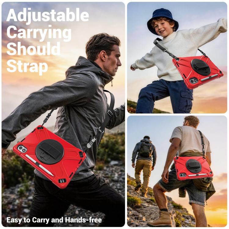 For Xiaomi Redmi Pad 2 Pro 12.1 2026 Rotatable Holder Silicone Hybrid PC Tablet Case with Shoulder Strap