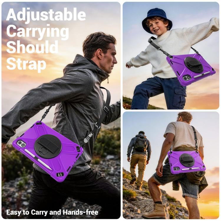 For Xiaomi Redmi Pad 2 Pro 12.1 2026 Rotatable Holder Silicone Hybrid PC Tablet Case with Shoulder Strap