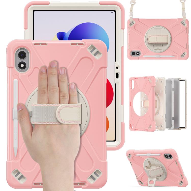 For Xiaomi Redmi Pad 2 Pro 12.1 2026 Rotatable Holder Silicone Hybrid PC Tablet Case with Shoulder Strap