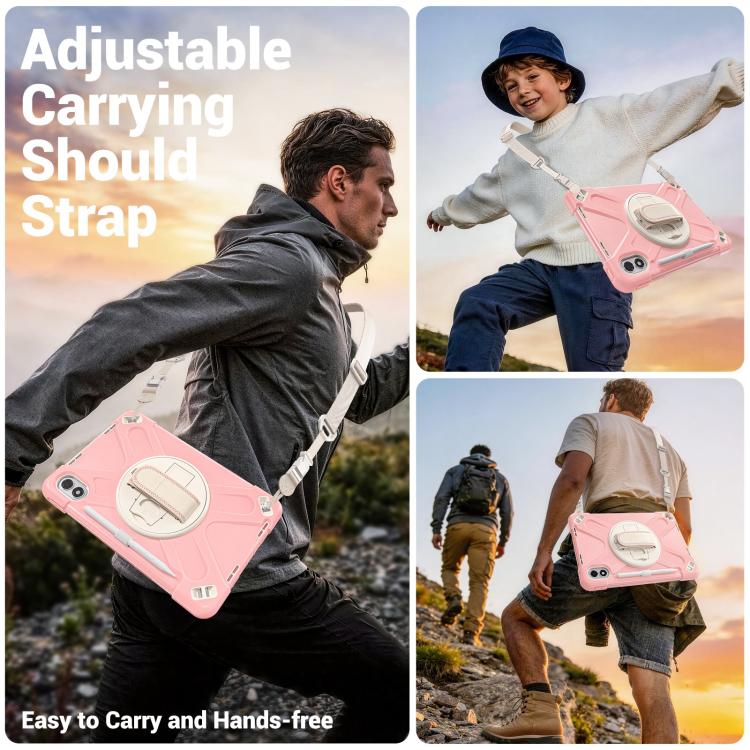 For Xiaomi Redmi Pad 2 Pro 12.1 2026 Rotatable Holder Silicone Hybrid PC Tablet Case with Shoulder Strap