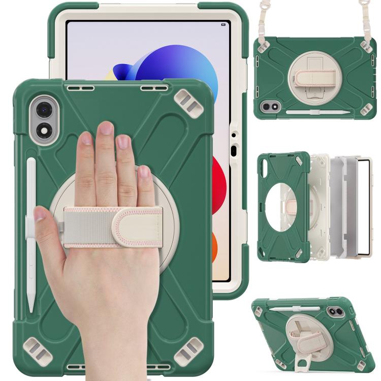 For Xiaomi Redmi Pad 2 Pro 12.1 2026 Rotatable Holder Silicone Hybrid PC Tablet Case with Shoulder Strap