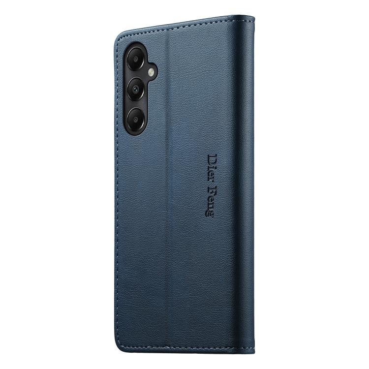For Samsung Galaxy A05s Dierfeng Metal Snap Magnetic RFID Vegan Leather Phone Case